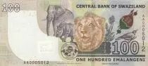 Swaziland 100 Emalangeni Roi Mswati III - Animaux -  Hybride - 2017