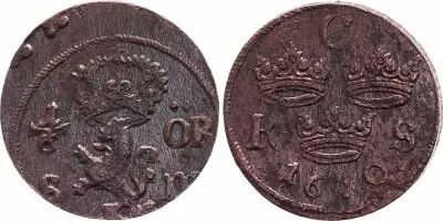 Sweden 1/6 Ore Carl XI - Armoiries - 1670