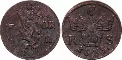 Sweden 1/6 Ore Carl XI - Armoiries - 1673 - Without Star