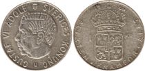 Sweden 1 Krona 1966U - Coat of arms, Gustaf VI - Silver