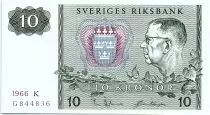 Sweden 10 Kronor  Carl XVI Gustaf - 1966 - K - aUNC - P.52b