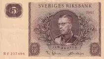 Sweden 5 Kronor - King Gustaf VI - 1961 - Serial RF - P.42f