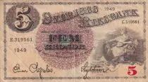 Sweden 5 Kronor - Svea - Gustav Vasa - 1949 - Serial E - P.33af