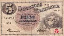Sweden 5 Kronor - Svea - Gustav Vasa - 1952 - Serial T - P.33ai