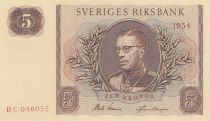 Sweden 5 Kronor Svea - Gustav VI - 1954 - Serial BC