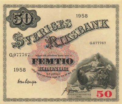 Sweden 50 Kronor - Mother Svea - 1958 - P.44