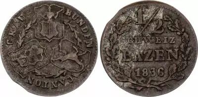 Switzerland 1/2 Bazen - Canton of Grisons - 1836