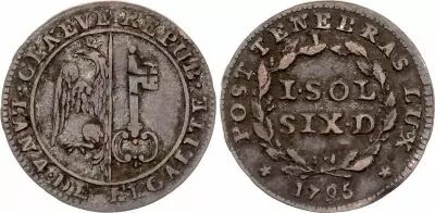 Switzerland 1 sol 6 deniers - Canton of Gen�ve - 1795
