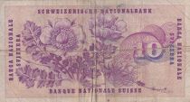Switzerland 10 Francs 1969 - Gottfried Keller, Carnation Flowers - Serial 61 W