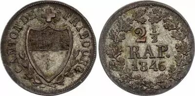 Switzerland 2 1/2 Rappen - Canton of Fribourg - 1846