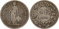 Switzerland 2 Francs Helvetia - 1874 - B Bern - Silver