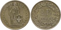 Switzerland 2 Francs Helvetia - 1963 - B Bern - Silver