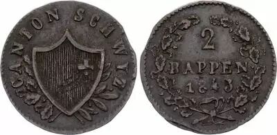 Switzerland 2 Rappen - Canton de Schwyz - 1843