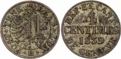 Switzerland 4 Centimes  - Canton of Gen�ve - 1839
