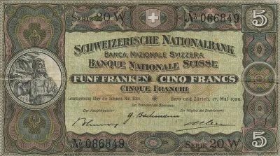 Switzerland 5 Francs - 17-05-1939 - P.11i