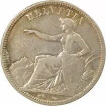 Switzerland 5 Silver Francs, Seated Helvetia - 1851 A Paris