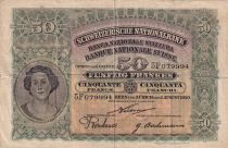 Switzerland 50 Francs Woman\'s head - 01-08-1920 - Serial 5F