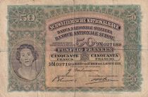 Switzerland 50 Francs Woman\'s head - 03-08-1939 - Serial 9M