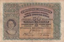 Switzerland 50 Francs Woman\'s head - 12-12-1941 - Serial 10N