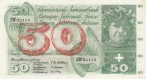 Switzerland 50 Francs Young girl - Harvesting apple - 1955 - P.47a - Serial 2W