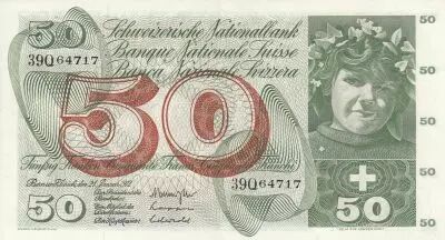 Switzerland 50 Francs Young girl - Harvesting apple - 24/01/1972 - Sign. 42