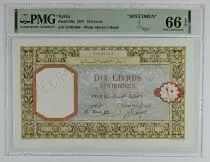 Syrian Arab Republic 10 Pounds 1948 - Banque de Syrie et du Liban - Specimen - P.58s - PMG 66 EPQ