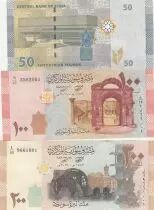Syrian Arab Republic Series of 3 banknotes - 50, 100 and 200 pounds - 2022