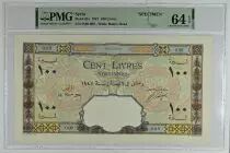 Syrie 100 Livres 1947 - Banque de Syrie et du Liban - Spécimen - P.61s - PMG 64 EPQ