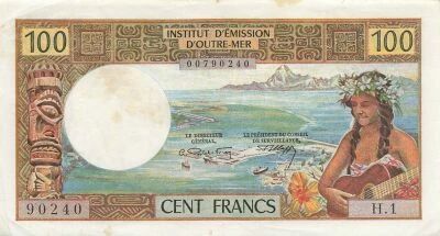 Tahiti 100 francs - Tahitian Woman - ND (1969) - P.23