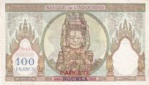 Tahiti 100 Francs - Woman - Statue of Angkor - Overprint PAPEETE - ND (1963) - Serial G.145 - P.16A