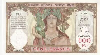 Tahiti 100 Francs Ruines d\'Angkor - ND (1956) - Sp�cimen