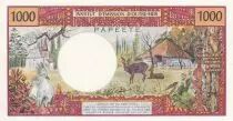 Tahiti 1000 Francs Tahitian woman - Hut in palm trees - 1971 - E.2 - PUNC - P.27a