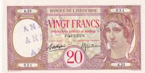 Tahiti 20 Francs - Au paon - Banque de l\'Indochine ND (1936) - Spécimen annulé - Série A.29