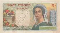 Tahiti 20 Francs - Jeune berger - ND (1951-63) -Specimen - P.21s