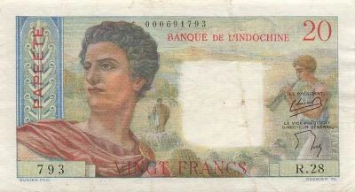Tahiti 20 Francs - Young Sheperd - ND (1954-58) - P.21b
