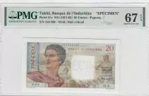 Tahiti 20 Francs Jeune Berger - ND (1951) - Spécimen - PMG 67 EPQ