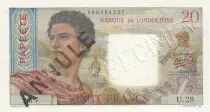 Tahiti 20 Francs Jeune Berger - ND (1954) - Spécimen sur billet Série U.28