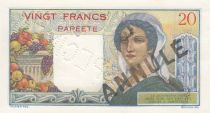 Tahiti 20 Francs Jeune Berger - ND (1954) - Spécimen sur billet Série U.28