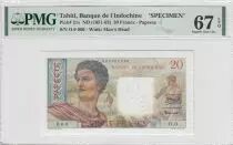 Tahiti 20 Francs Young farmer - ND (1951) - Specimen - PMG 67 EPQ