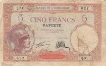 Tahiti 5 Francs - Femme casquée -  ND (1927) - P.11a