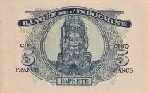 Tahiti 5 Francs - Papeete -  1944 - SPL - Kol.517a