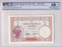 Tahiti 5 Francs - Walhain - (ND1927) - Spécimen - PCGS MS 68