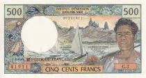 Tahiti 500 Francs Polynesian - Canoe -  1970 - Serial C.1 - PUNC - P.25a