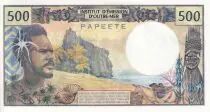 Tahiti 500 Francs Polynesian - Canoe -  1977 - Serial F.2 - UNC - P.25b2
