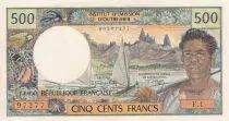 Tahiti 500 Francs Polynésien - Pirogue -  1970 - Série F.1 - SUP - P.25a