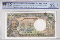 Tahiti 5000 Francs - Bougainville - Boat - Specimen - ND (1985) - PCGS OPQ 66 - P.28ds
