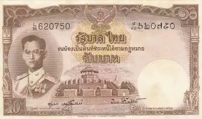 Tailandia 10 Bath Thailand - Rama IX - 1955 - Serial L96