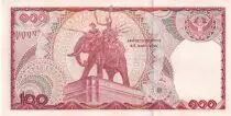 Tailandia 100 Baht Rama IX - King Narasuan the Great atop elephant - 1978 - Serial 7 A