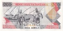 Tanzania 200 Schillingi - President Mwinyi, leopard - Fishers - ND (1993) - P.25b