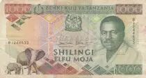 Tanzanie 1000 Schillingi - Président Mwinyi - Eléphants - 1990 - P.22